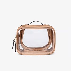 Calpak Small Clear Cosmetics Case in Caramel